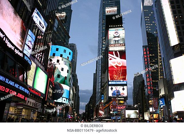 United States, New York, Times Square, in the evening