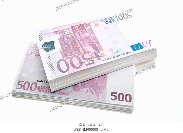 500 Euro banknotes, close up