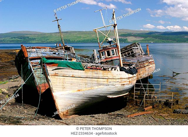 Old fishing boats, near Salen, Mull, Argyll and Bute, Scotland