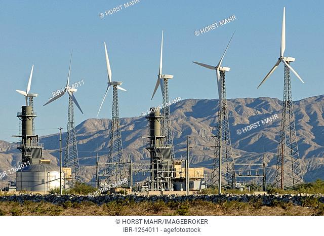 Wind turbines, Coachella Valley, Palm Springs, California, USA