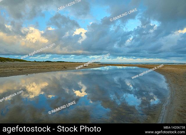 Sandy beach, beach lake, clouds, sea, summer, Vejbystrand, Skane, Kattegat, Southern Sweden, Sweden