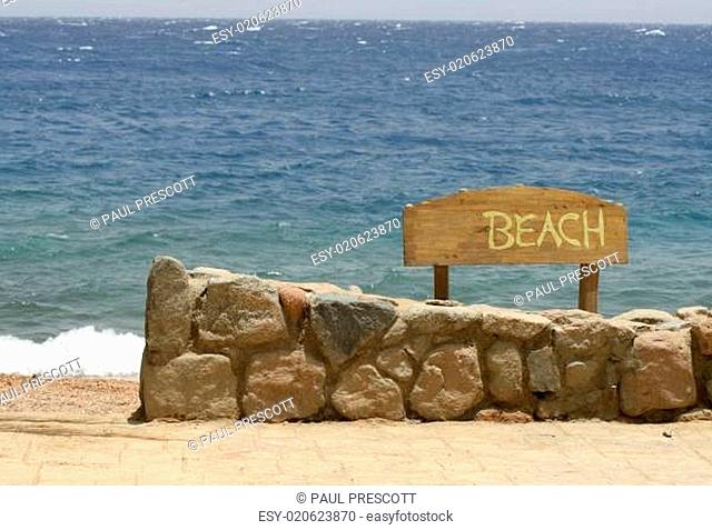 beach sign, red sea resort, sinai, egypt