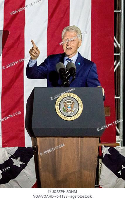 NOVEMBER 7, 2016, INDEPENDENCE HALL, PHIL., PA - PHILADELPHIA, PA - NOVEMBER 07: President Bill Clinton speaks the Night Before rally at Independence Hall on...
