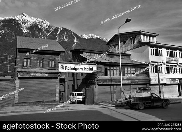 Pahalgam Hotel entrance, Pahalgam, Kashmir, Jammu and Kashmir, India, Asia