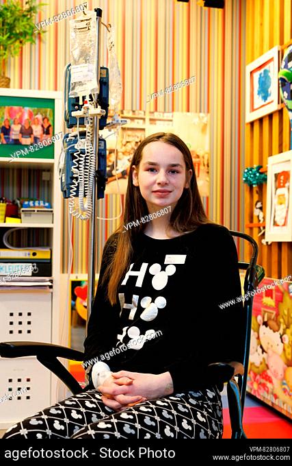 A patient, Jade Borny pictured in marge of a royal visit to the Princess Elisabeth Children's Hospital in Gent, Wednesday 20 December 2023