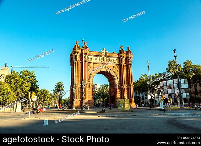 BARCELONA, SPAIN - JUNE 11: Triumph Arch of Barcelona in a summer day in Barcelona, Spain