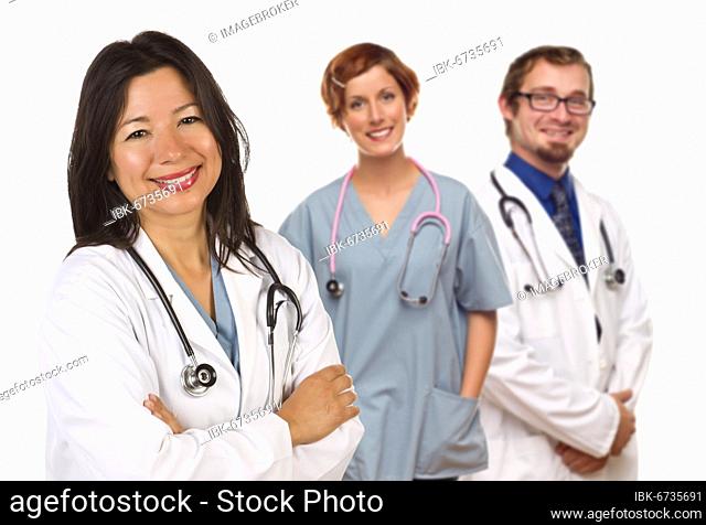 Group of doctors or nurses isolated on a white background
