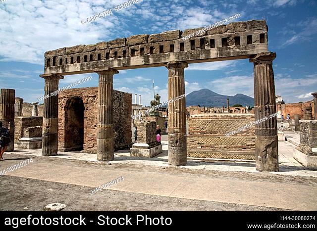 Stadt Pompei, die 79 n. Chr. unter der Asche des Vulkans Vesuv begraben wurde