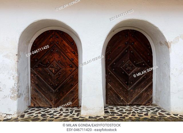 Doors of a traditional granary in Klastor pod Znievom village, northern Slovakia