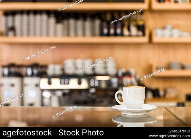cup fresh espresso glass counter