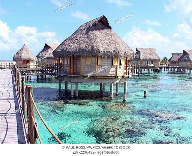 Pearl Beach Resort, rooms on stilts over the lagoon waters of Tikehau Atoll, French Polynesia