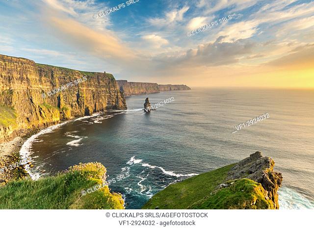 Cliffs of Moher at sunset. Liscannor, Co. Clare, Munster province, Ireland