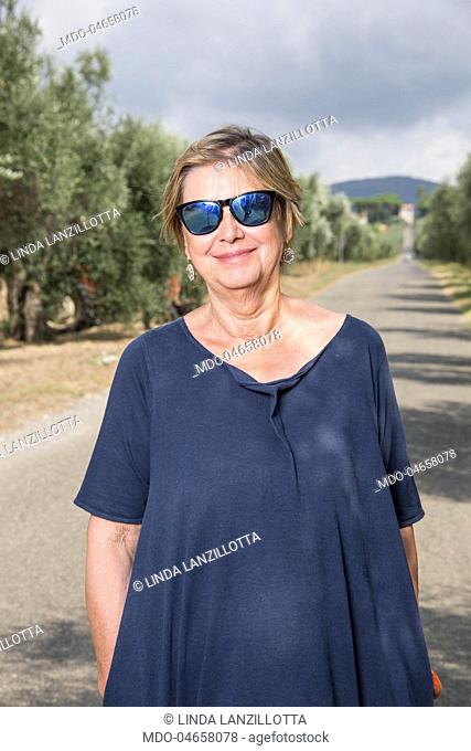 Vicepresident of the Italian Senate Linda Lanzillotta in the coutryside of Monte Argentario. Borgo Carige, Italy. 18th August 2016