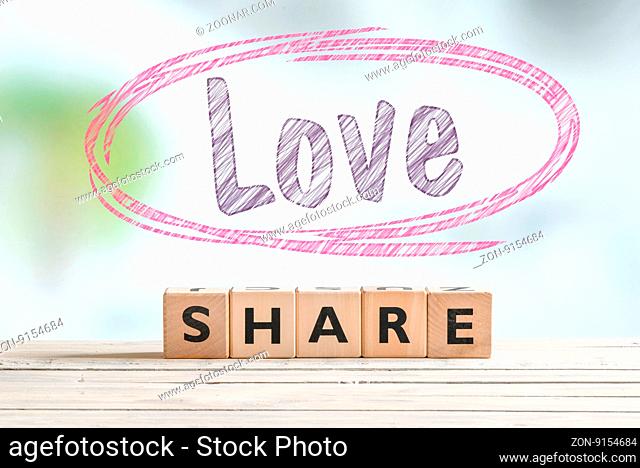 Share love sign with a word in a sketched circle