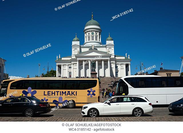Helsinki, Finland, Europe - Helsinki Cathedral at Senate Square, also known as White Cathedral or Helsingin Tuomiokirkko