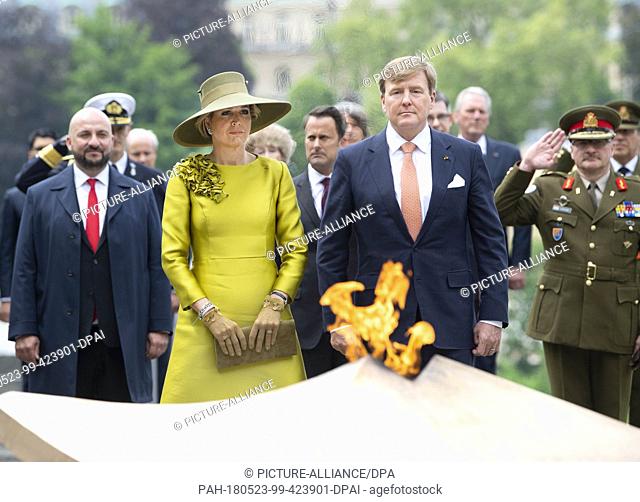 King Willem-Alexander and Queen Máxima of The Netherlands at the Monument National de la Solidarite· Luxembourgeoise in Luxembourg, on May 23, 2018