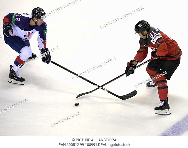 12 May 2019, Slovakia, Kosice: Ice hockey: World Championship, Great Britain - Canada, preliminary round, Group A, 2nd matchday in the Steel Arena