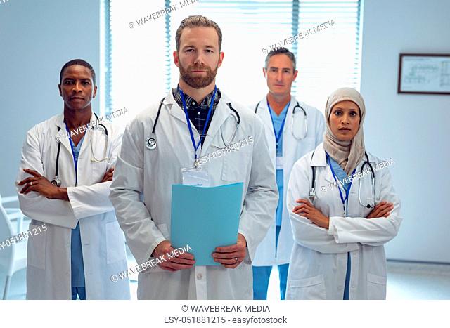 Medical team standing together in hospital