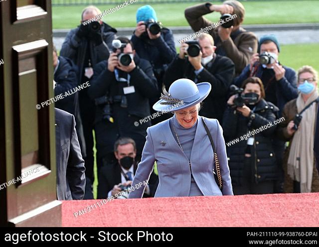 10 November 2021, Berlin: Margrethe II, Queen of Denmark on her arrival at Bellevue Palace. Queen Margrethe II of Denmark and Crown Prince Frederik are on a...