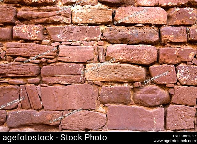 Background texture of an red ancient castle wall