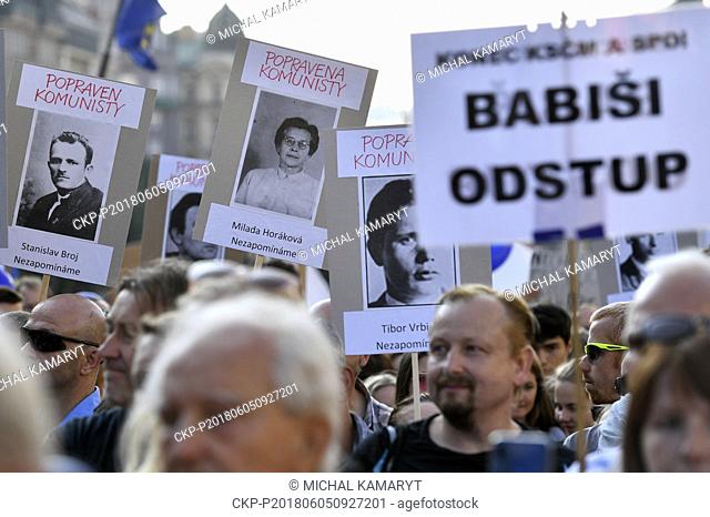 Thousands of protestors attend Prague's Wenceslas Square demonstration against Andrej Babis's government depending on Communist support and headed by prosecuted...