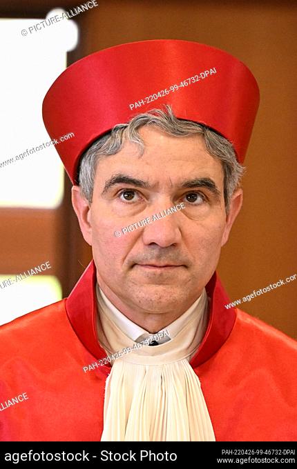 26 April 2022, Baden-Wuerttemberg, Karlsruhe: Stephan Harbarth, Chairman of the First Senate and President of the Federal Constitutional Court