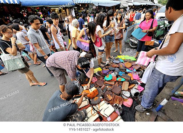 bag seller , Peoples lives , chatuchak weekend market , bangkok, thailand