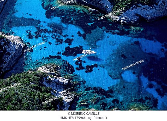 France, Corse du Sud, Bonifacio, Ile de Frazzio aerial view