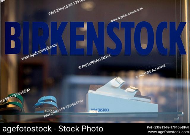 13 September 2023, Berlin: Birkenstock models stand in a retail store of the shoe manufacturer. The company plans to go public in New York
