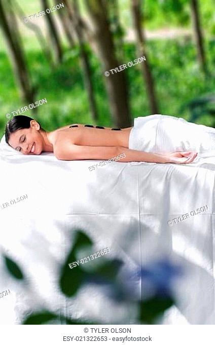 Attractive woman getting spa treatment