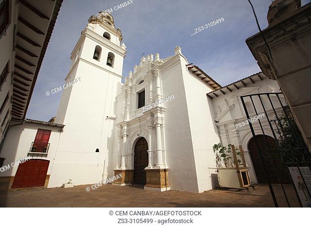 View to the Parroquia San Miguel Arcangel Church at the historic center, Sucre, Chuquisaca Department, Bolivia, South America