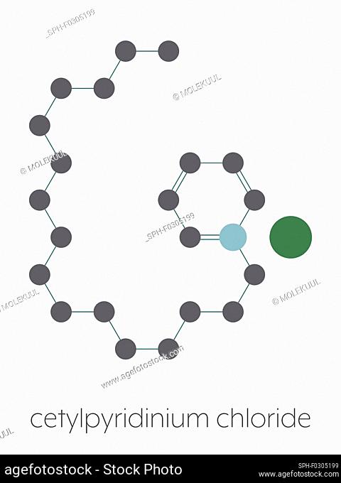 Cetylpyridinium chloride antiseptic molecule, illustration