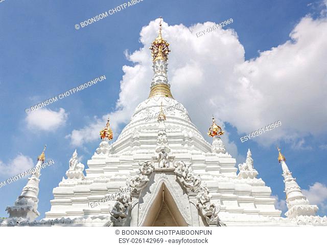 White pagoda of Mahawan temple in Chiang Mai, Thailand