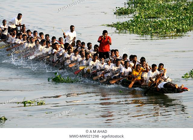 Bangladesh Rowing Federation organized the 34th annual boat race or Nouka Baich, in the River Buriganga Many competitors including girls took vigorous...