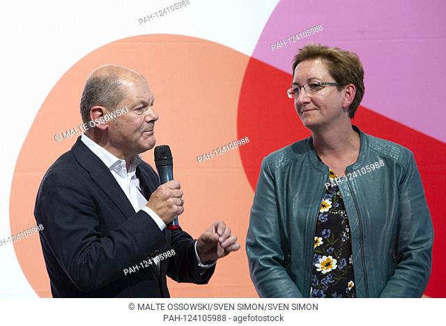 Federal Finance Minister Olaf SCHOLZ and Klara GEYWITZ, MdL, during their speech, Regional Conference on the presentation of the candidates for the SPD party...