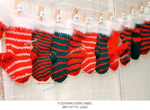 A christmas calendar of stockings