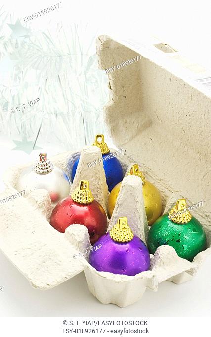 Christmas Tree Balls on Egg Carton