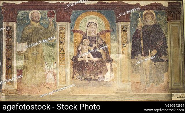 Cesate, Milano, Lombardy, Italy. Santuario della Beata Vergine delle Grazie (Sanctuary of the Blessed Virgin of Graces). Madonna and Child with Saints...
