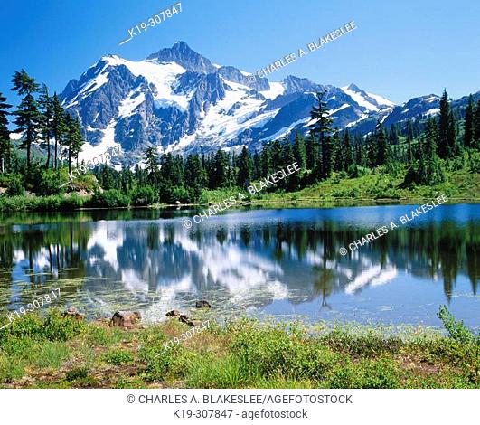 Mt. Shuksan from Picture Lake. Mt. Baker-Snoqualmie National Forest. Whatcom county. Washington. USA