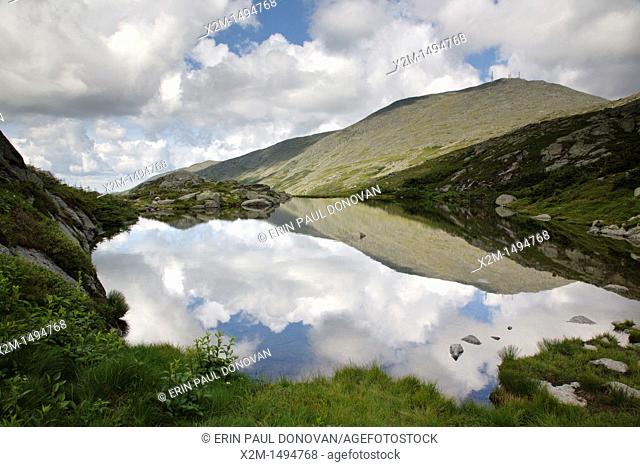 Reflection of Mount Washington in Lakes of the Clouds along the Appalachian Trail in the White Mountains, New Hampshire USA during the summer months