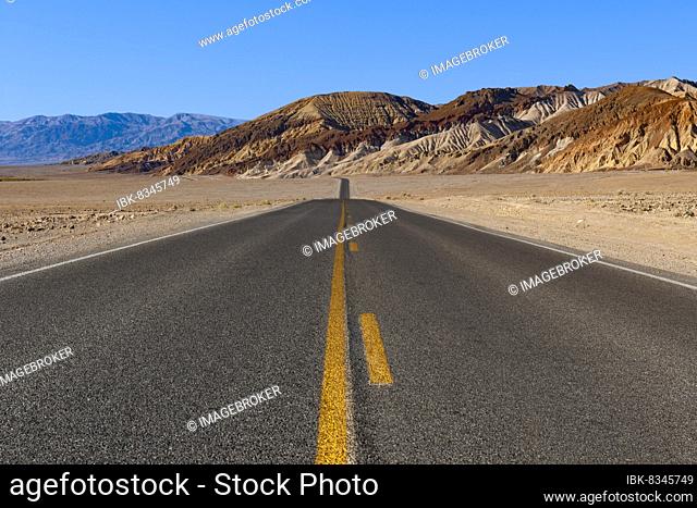 Lonely road in Death Valley National Park, California, USA, North America