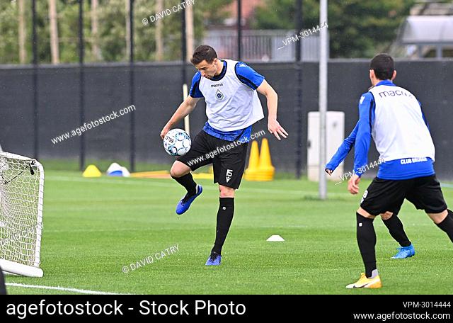 Club's Matej Mitrovic pictured in action during the first training session for the new season 2021-2022 of Jupiler Pro League first division soccer team Club...