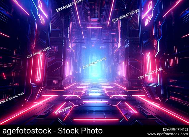 Neon infused abstract cyberpunk backdrop highlighting futuristic elements