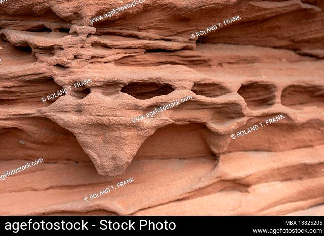 Germany, Rhineland-Palatinate, Palatinate Forest, weathered red sandstone rocks
