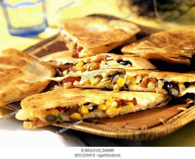 Quesadillas with beans and sweetcorn