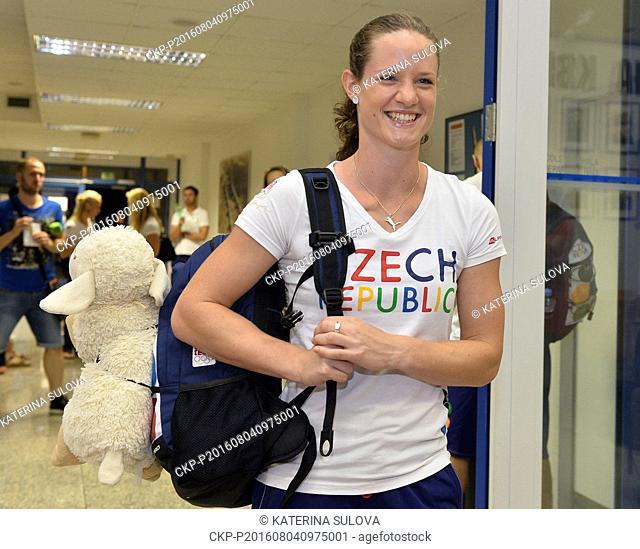 Athlete Katerina Cachova with the third part of the Czech Olympic team departs for the forthcoming Olympic Games in Rio de Janeiro from Prague, Czech Republic