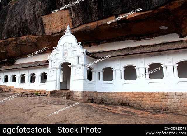Dambulla cave temple also known as the Golden Temple of Dambulla. Dambulla is the largest and best-preserved cave temple complex in Sri Lanka