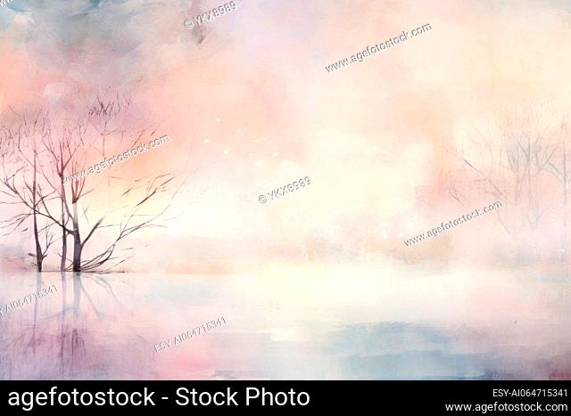 Soft pastel tones merging in a dreamy abstract winter scene