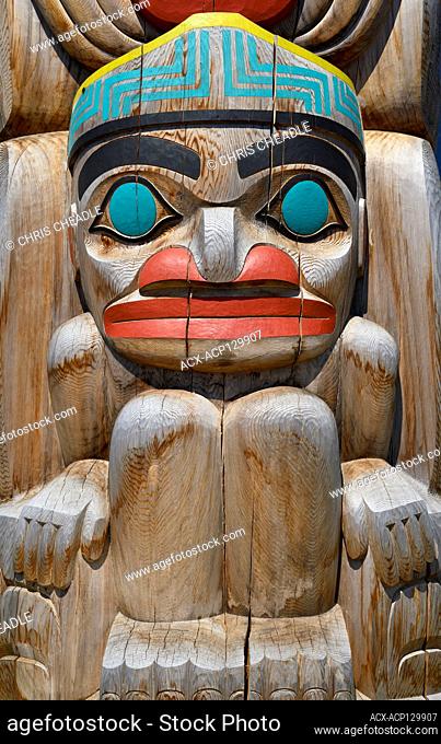 Healing House Pole details, Sahgwii Xaana Kaahlii Ngaaysdll Naay GyaaGang, Haida Gwaii, Formerly known as Queen Charlotte Islands, British Columbia, Canada