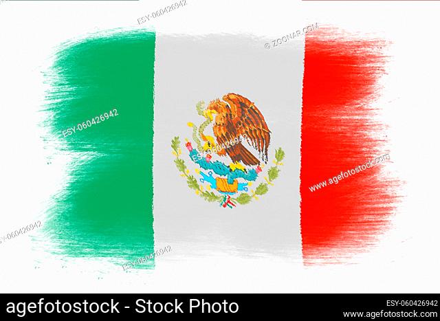 The Mexican flag - Painted grunge flag, brush strokes. Isolated on white background